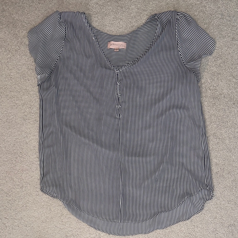 Philosophy Striped Short Sleeve Top in Black/White